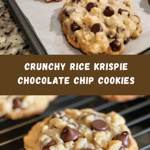 Freshly baked Crunchy Rice Krispie Chocolate Chip Cookies with crispy edges, chewy centers, and melted chocolate chips on a cooling rack.